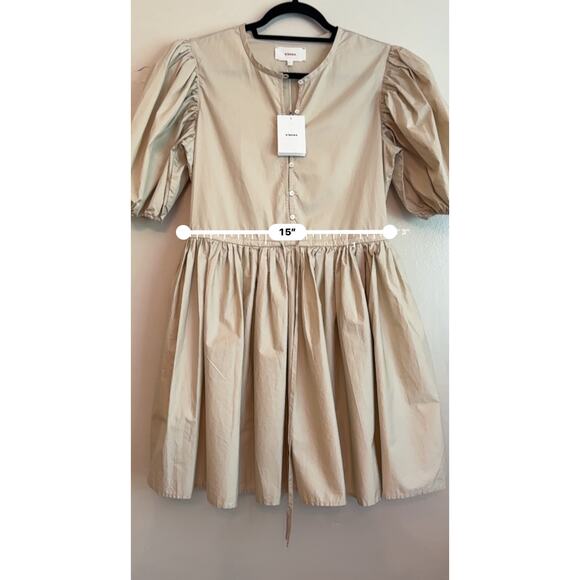 XIRENA puff sleeve tan mini AURIE DRESS size small - Picture 5 of 13